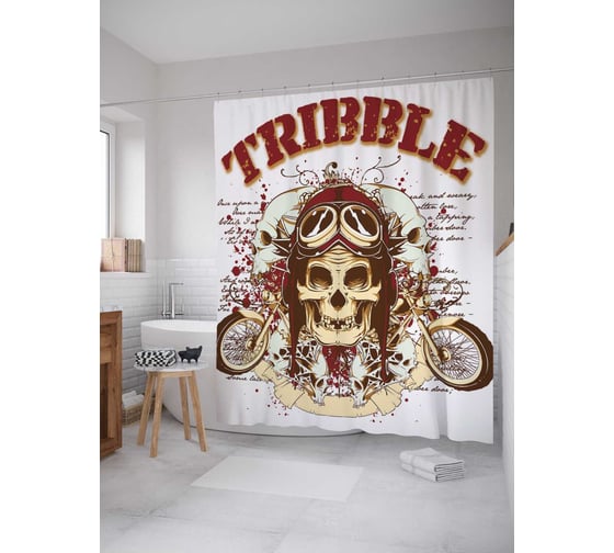 Штора (занавеска) для ванной JoyArty из сатена, 180х200 см с крючками, sc_3980ribble 1