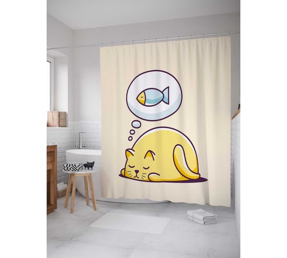 Штора (занавеска) для ванной JoyArty из сатена, 180х200 см с крючками, sc_38558 1