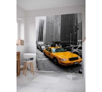 Штора (занавеска) для ванной JoyArty "Городское такси" из сатена, 180х200 см с крючками, sc_53137