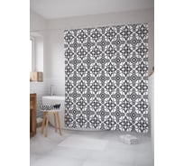 Штора (занавеска) для ванной JoyArty "Линейный узор" из сатена, 180х200 см с крючками, sc_58093