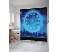 Штора (занавеска) для ванной JoyArty "Северное сияние знаков" из сатена, 180х200 см с крючками, sc_33730