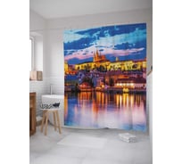 Штора (занавеска) для ванной JoyArty "Цветущая поляна в тумане" из сатена, 180х200 см с крючками, sc_32952