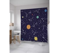 Штора (занавеска) для ванной JoyArty "Расположение звезд" из сатена, 180х200 см с крючками, sc_35279