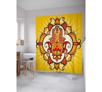 Штора (занавеска) для ванной JoyArty "Хамса с завитками" из сатена, 180х200 см с крючками, sc_38618