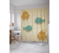 Штора (занавеска) для ванной JoyArty "Пары рыб" из сатена, 180х200 см с крючками, sc_5947