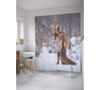 Штора (занавеска) для ванной JoyArty "Лисий хвост" из сатена, 180х200 см с крючками, sc_39202