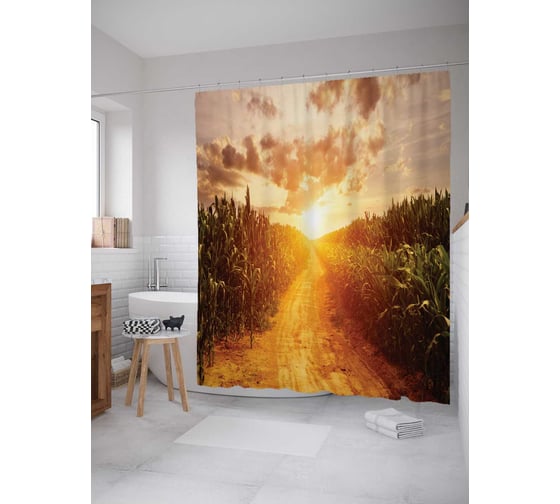 Штора (занавеска) для ванной JoyArty из сатена, 180х200 см с крючками, sc_9984 1