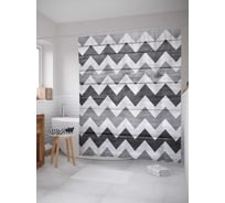 Штора (занавеска) для ванной JoyArty "Будничный зигзаг" из сатена, 180х200 см с крючками, sc_4316