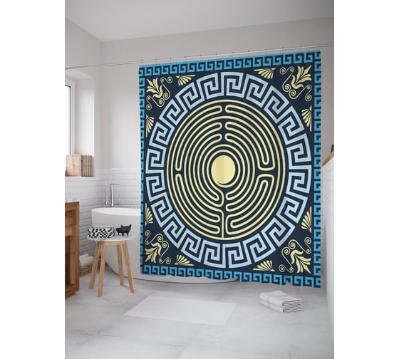 Штора (занавеска) для ванной JoyArty из сатена, 180х200 см с крючками, sc_53987 1