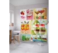 Штора (занавеска) для ванной JoyArty "Прохладные напитки" из сатена, 180х200 см с крючками, sc_32043