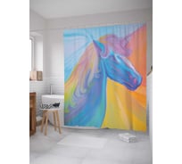 Штора (занавеска) для ванной JoyArty "Радужный единорог" из сатена, 180х200 см с крючками, sc_5135