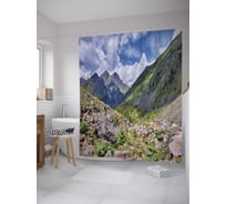 Штора (занавеска) для ванной JoyArty из сатена, 180х200 см с крючками, sc_32438