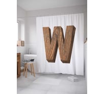 Штора (занавеска) для ванной JoyArty "W из дерева" из сатена, 180х200 см с крючками, sc_4532w