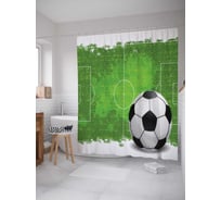 Штора (занавеска) для ванной JoyArty "Футбольное поле и мяч" из сатена, 180х200 см с крючками, sc_50846