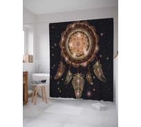 Штора (занавеска) для ванной JoyArty "Ловец снов и мандала" из сатена, 180х200 см с крючками, sc_33832