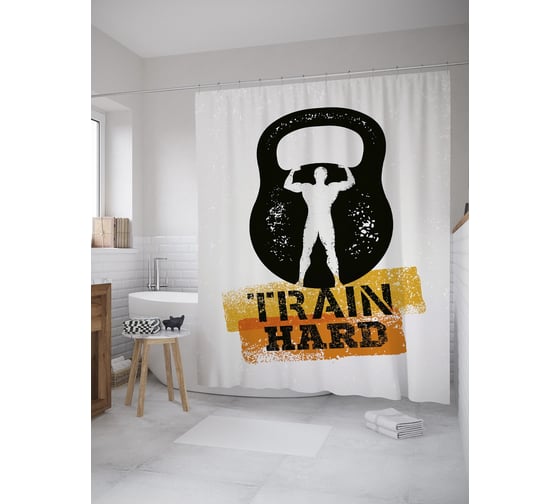 Штора (занавеска) для ванной JoyArty из сатена, 180х200 см с крючками, sc_39018 1