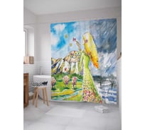 Штора (занавеска) для ванной JoyArty "Девушка-весна" из сатена, 180х200 см с крючками, sc_59487