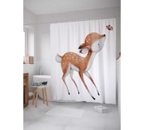 Штора (занавеска) для ванной JoyArty "Олененок Бэмби" из сатена, 180х200 см с крючками, sc_59942