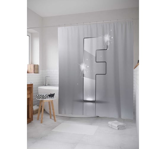 Штора (занавеска) для ванной JoyArty "Сверкающая f" из сатена, 180х200 см с крючками, sc_4522f