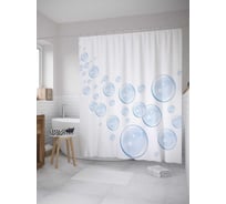 Штора (занавеска) для ванной JoyArty "Воздушные пузыри" из сатена, 180х200 см с крючками, sc_32603