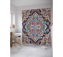 Штора (занавеска) для ванной JoyArty "Цветочный орнамент" из сатена, 180х200 см с крючками, sc_33877
