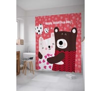 Штора (занавеска) для ванной JoyArty "Мишки обнимаются" из сатена, 180х200 см с крючками, sc_91935