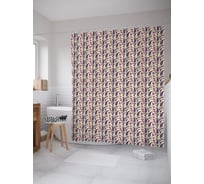 Штора (занавеска) для ванной JoyArty "Флористическая вертикаль" из сатена, 180х200 см с крючками, sc_54401