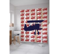 Штора (занавеска) для ванной JoyArty "Самолетный марш" из сатена, 180х200 см с крючками, sc_5608