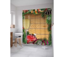 Штора (занавеска) для ванной JoyArty "Праздничный бокал" из сатена, 180х200 см с крючками, sc_5714