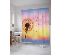 Штора (занавеска) для ванной JoyArty "Грезы одуванчика" из сатена, 180х200 см с крючками, sc_3402