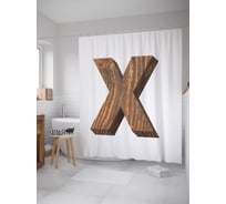 Штора (занавеска) для ванной JoyArty "X из дерева" из сатена, 180х200 см с крючками, sc_4532x