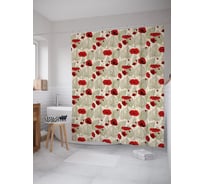 Штора (занавеска) для ванной JoyArty "Поляна маков" из сатена, 180х200 см с крючками, sc_53362