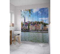 Штора (занавеска) для ванной JoyArty "Французский Лион" из сатена, 180х200 см с крючками, sc_32422