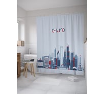 Штора (занавеска) для ванной JoyArty "Чикаго арт" из сатена, 180х200 см с крючками, sc_60438