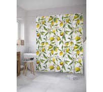 Штора (занавеска) для ванной JoyArty "Аппетитные лимончики" из сатена, 180х200 см с крючками, sc_31933