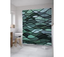 Штора (занавеска) для ванной JoyArty "Витражное море" из сатена, 180х200 см с крючками, sc_43047