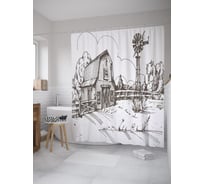 Штора (занавеска) для ванной JoyArty из сатена, 180х200 см с крючками, sc_39358