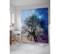 Штора (занавеска) для ванной JoyArty "Изменчивое небо" из сатена, 180х200 см с крючками, sc_3418