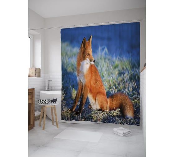 Штора (занавеска) для ванной JoyArty из сатена, 180х200 см с крючками, sc_39199 1