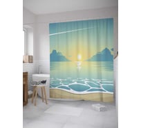 Штора (занавеска) для ванной JoyArty "Морская пена" из сатена, 180х200 см с крючками, sc_32524