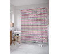 Штора (занавеска) для ванной JoyArty "Цветной геометрический этнос" из сатена, 180х200 см с крючками, sc_57635