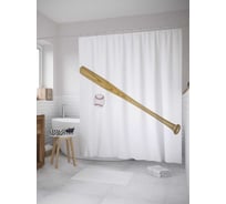 Штора (занавеска) для ванной JoyArty "Бейсбольный удар" из сатена, 180х200 см с крючками, sc_8724