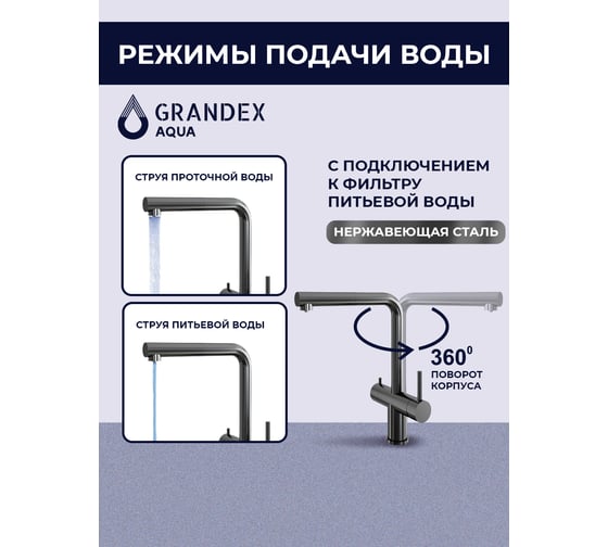 Смеситель для кухни Grandex AQUA Handy-P ANTHRACITE 9020963