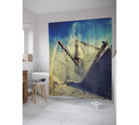 Штора (занавеска) для ванной JoyArty из сатена, 180х200 см с крючками sc_36284 1