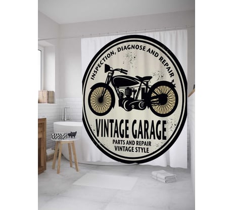 Штора (занавеска) для ванной JoyArty из сатена, 180х200 см с крючками sc_36351