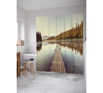 Штора (занавеска) для ванной JoyArty "Заброшенный помост" из сатена, 180х200 см с крючками, sc_37665