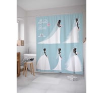 Штора (занавеска) для ванной JoyArty "Прическа на девичник" из сатена, 180х200 см с крючками, sc_34506