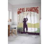 Штора (занавеска) для ванной JoyArty "Ушел на рыбалку" из сатена, 180х200 см с крючками, sc_4996