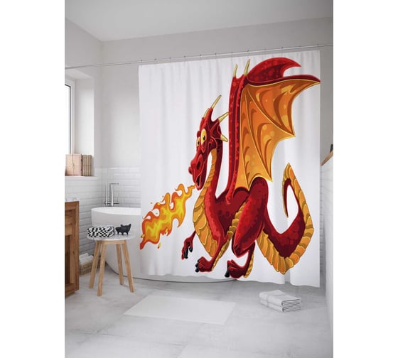 Штора (занавеска) для ванной JoyArty из сатена, 180х200 см с крючками sc_36682 1