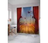 Штора (занавеска) для ванной JoyArty "Сцена и шторы" из сатена, 180х200 см с крючками, sc_38126